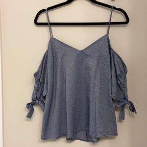 silence + noise denim cold shoulder top